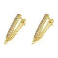 Detail view of 18K gold plated triangle ear hooks with sparkling zircon pavé for DIY jewelry - Gold