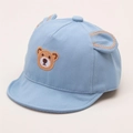 Light blue baby baseball cap with 3D ears and brown bear embroidery in breathable cotton - One Size / Blue