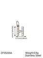 Micro-paved letter H pendant in silver stainless steel with white zircon stones - Letter H / Steel