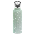 Green rhinestone 32oz stainless steel insulated sports bottle with black straw lid - Green