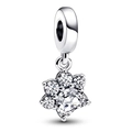 Polished silver animal paw print charm with sparkling clear cubic zirconia crystals - Silver Sparkling Paw Pendant (019)