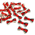 Striped red, green and beige fabric bow accessories for Christmas pet collars and DIY crafts - Christmas Bow Tie / 1.5*3cm