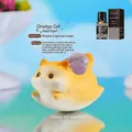 Cute orange cat figurine with amethyst crystal and lavender essential oil set - 1244-1 Orange Cat with Amethyst and Oil