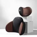 Memory foam car headrest and lumbar support set in black and brown contrast design - Charm Coffee