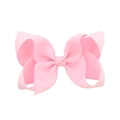 Pink 4-inch handmade grosgrain ribbon hair bow clip for kids on white background - Pink (#13)