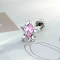 Piercing per cartilagine a stella con zircone rosa a goccia e finitura in argento - Rosa (Pezzo singolo)