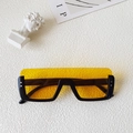 Kids vintage black frame sunglasses with vibrant orange lenses and silver rivets - Black Frame Yellow Lens