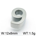 Minimalist silver-tone number 9 pendant in brushed stainless steel, 12x8mm charm - Number 9 (KLJ4369-Z)