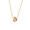 Collana placcata oro 18K con delicato ciondolo floreale di perle e strass lucidi - Collana con pendente a grappolo di fiori