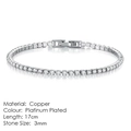 Platinum plated 17cm copper tennis bracelet with 3mm cubic zirconia stones - 3mm Platinum 17cm