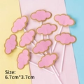 Set of 10 pink cloud cake toppers with gold edges, customizable write-on toppers - Pink Cloud Writing Topper - 10 Pcs