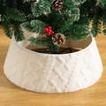 Elegant cream plush Christmas tree collar featuring a textured cable knit pattern design - Style 02 (Braided/Rhombus - Cream) / Small 40x60x20cm