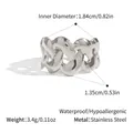 Anello largo a catena cubana in acciaio inossidabile argento, impermeabile e anallergico - Stile Argento (YYR025286-P)