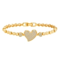 Elegant gold-plated heart bracelet with white zircon pavé and metal bead chain - Pave Heart Bead Chain