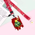 Roter Weihnachts-Kartenhalter mit Lanyard und festlichem Lebkuchenmann-Motiv - Roter Basis Weihnachtsbaum / Langes Weihnachtsband