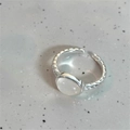 Vintage S925 sterling silver open ring with oval white stone and twisted rope band - JZ0308-Oval White Stone
