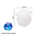Translucent silicone mold for multifaceted dice with a finished blue resin sample - No.4 Small Dice