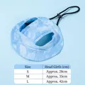 Adjustable sun hat for dogs and cats in light blue tie-dye fabric with ear holes - Blue