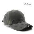 Vintage washed gray baseball cap with distressed details and adjustable strap for unisex - Gray