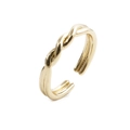 French minimalist gold twisted open ring with a vintage adjustable double-line design - Adjustable Open / Gold