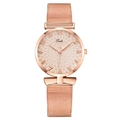 Orologio al quarzo da donna in oro rosa con cinturino a maglia milanese e quadrante a fiori - Oro rosa