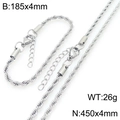 Silver stainless steel twist rope chain necklace and bracelet jewelry set for men and women - 4mm Steel Color