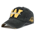 Detalle de gorra de béisbol de algodón lavado vintage con bordado W y parche lateral - Talla Única Ajustable / Negro
