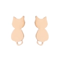 Polished rose gold cat silhouette stud earrings showing curved tail and ears - Slim Cat / Rose Gold