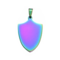 Pendentif bouclier en acier titane arc-en-ciel avec finition métallique irisée - Petit / Coloré