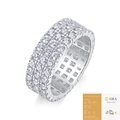 Three-row moissanite band ring in 925 silver finish with GRA certification - Three-Row Eternity Drill Style (R13721) (With Certificate)