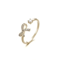 Elegante anillo abierto de mariposa dorado con cristales de circonita para mujer - Lazo Dorado