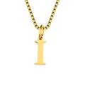 Golden stainless steel box chain necklace featuring a minimalist serif letter I pendant - Letter I-Gold