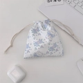Floral bear print drawstring pouch made of soft fabric for small items storage - Rose Bear