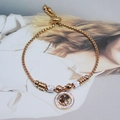 Elegant rose gold titanium steel bracelet with clover charm and adjustable bead chain - Four-Leaf Clover Style / Rose Gold