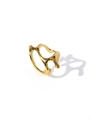 Macro shot of 18k gold plated stainless steel ring with abstract molten lava design - Adjustable Open / Style-D / Lava Fluid Style Ring