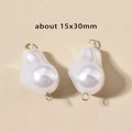 Irregular baroque pearl connector with double silver rings for DIY jewelry 15x30mm - 13# Double Loop Baroque (15x30mm) / Steel