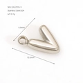 Polished silver 304 stainless steel bubble letter V pendant with precise size dimensions - Letter V / Steel