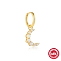 Gold-plated S925 sterling silver moon earrings featuring white opal stones inlay - 925 Silver / Gold #1
