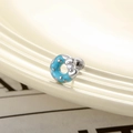Orecchino a bottone a ciambella in smalto blu con fiocco argento e cristallo a vite - Ciambella Blu (Pezzo Singolo)