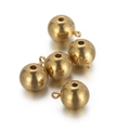 Five 18K gold-plated stainless steel hollow spacer beads with hanging rings for jewelry - 10mm Gold (5 Pieces/Pack) (KLJ6556-Z)