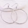 Pendientes de aro clásicos en acero plateado con gancho de pez para estilo de mujer - Aro de Gancho de Acero Inoxidable 50mm