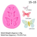 Molde de silicona rosa con tres mariposas para fondant, jabón y manualidades DIY - Estilo Mariposa (15-15 Rosa)
