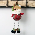 Christmas Santa ornament with red plaid fabric and silver bead legs hanging on a branch - Santa Claus