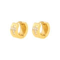 Close-up of gold cross-patterned hoop earrings with white zircon inlays on white backdrop - Cross Rhinestone Inlaid Style (E841-GO)