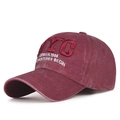 Vintage washed wine red baseball cap with NYC embroidery and distressed urban style finish - Burgundy / Adjustable