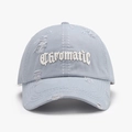 Distressed light blue baseball cap with white 3D chromatic embroidery and ripped details - Adjustable / Sky Blue