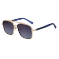 Square pilot sunglasses with gold metal frame, gradient lenses and blue temple tips - Gold Frame Grey Blue (C6)