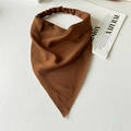 Fascia per capelli a triangolo in raso marrone con stampa floreale per donna - Marrone Maillard