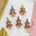 Cartoon brown bear birthday candles with colorful party hats and pink heart decor - Heart Hat Bear Candle