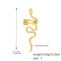 Detailed view of the gold long multi-layer snake ring with size and material specifications - US 7 / Gold Snake Shape